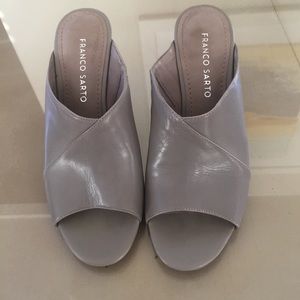 Franco Sarto Slip On Leather Wedge Mules